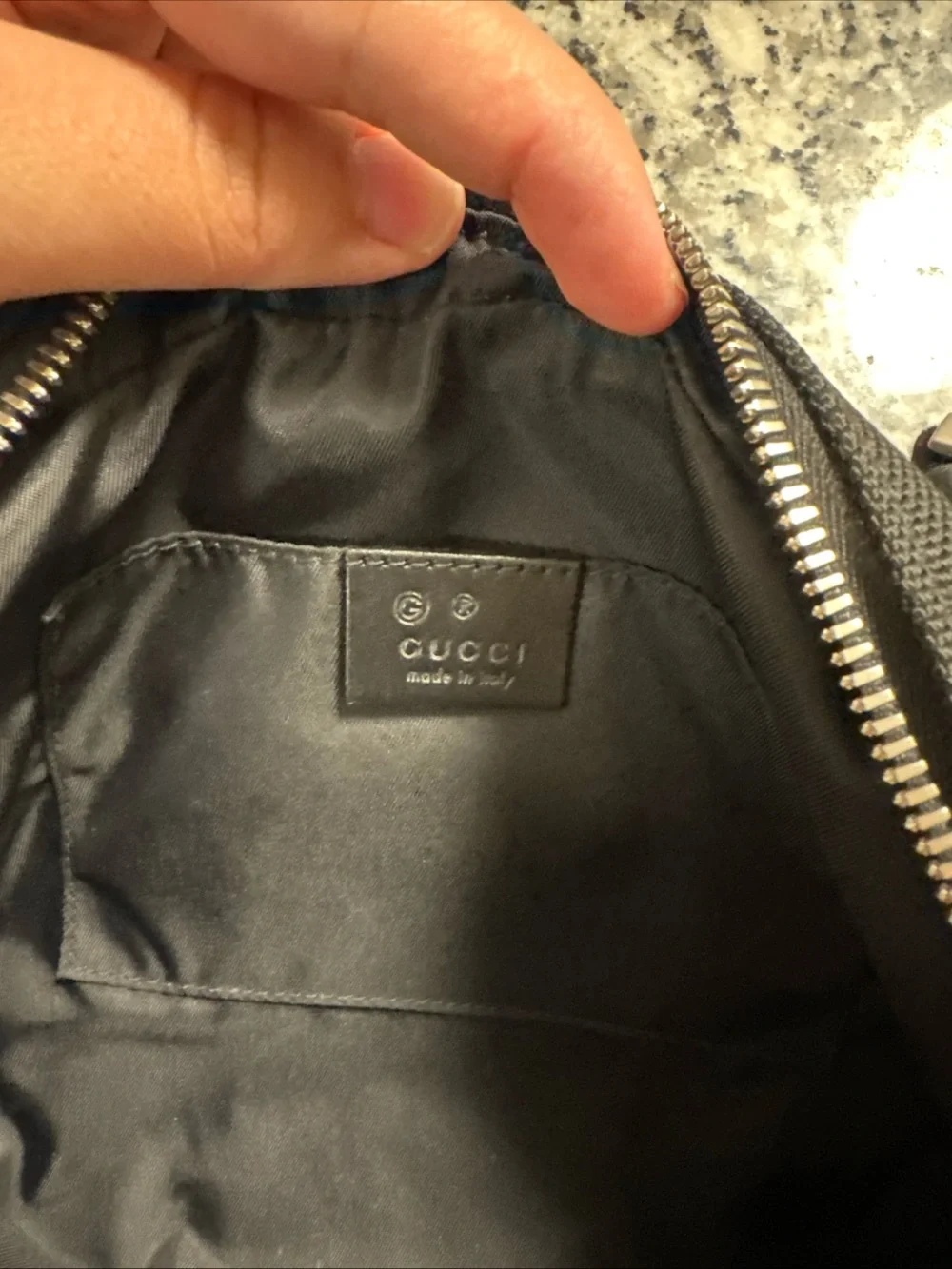 Gucci Black Web Stripe Belt Bag in Red and Green